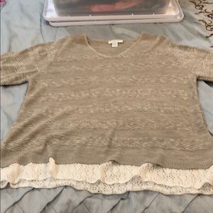 3/4 sleeve sweeter with lace hem